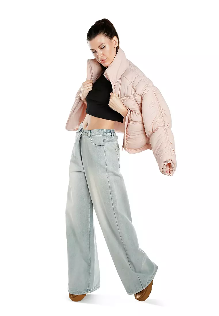 Jaket Puffer Tebal Warna Pink