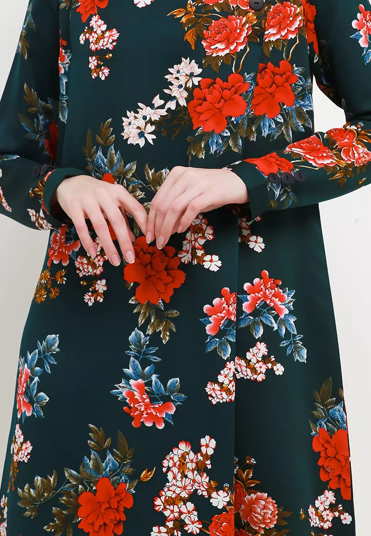 Jina Maxi Dress In Green Floral Print