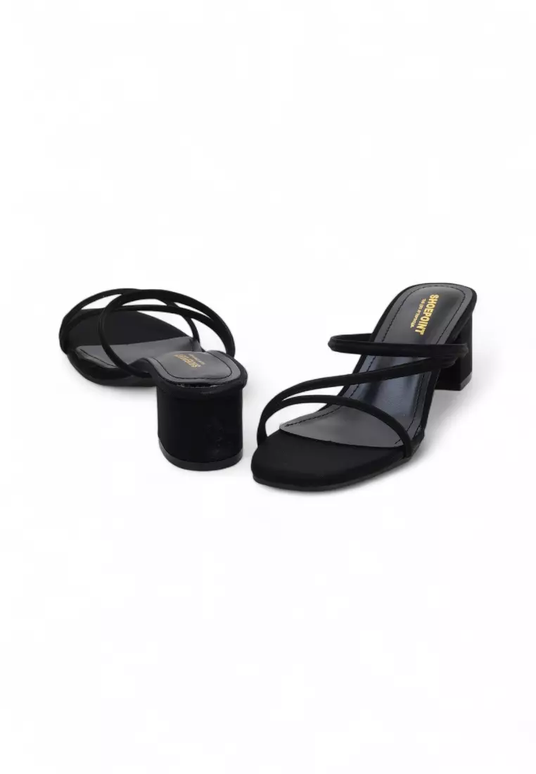 Comfy Strip Slip on 5cm Low Block Heels 02952 in Black