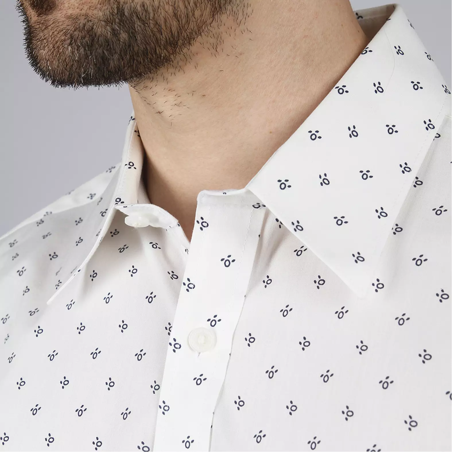 Kemeja Ethan White Lengan Pendek Print Moppe White