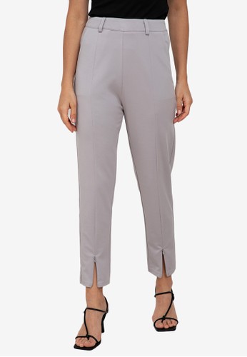 ZALORA WORK grey Slit Detail Pants 4F50CAA59DC7B2GS_1