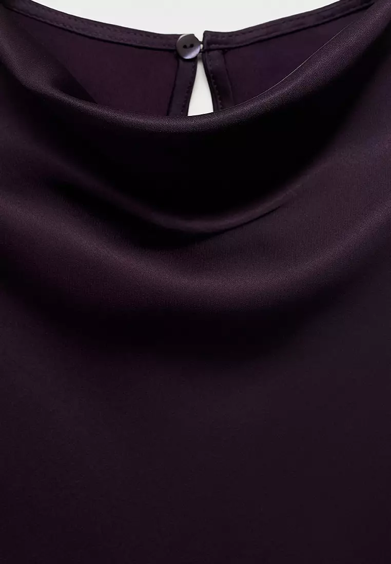 Satin Blouse with Draped Neck