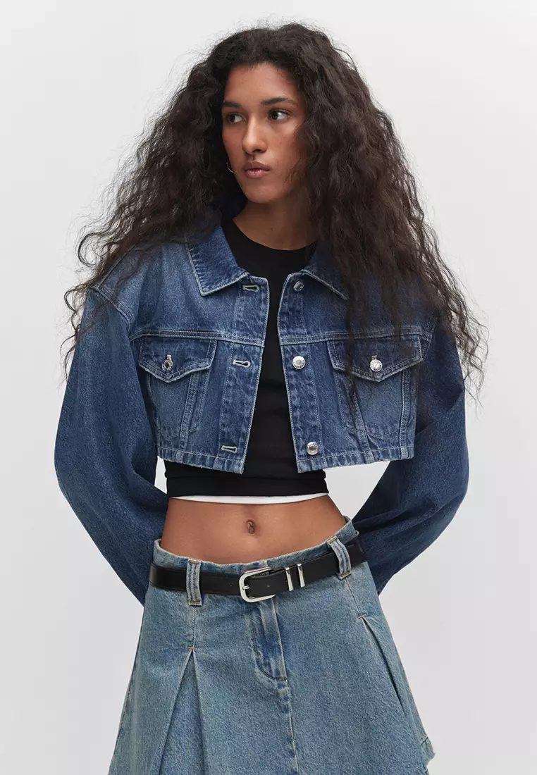 Cropped cut denim store jacket