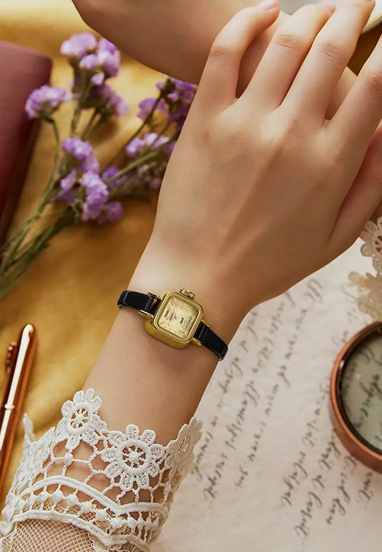 Jam Tangan Wanita Original Square Mode Tali Kulit Anti Air Jam Tangan Cewek