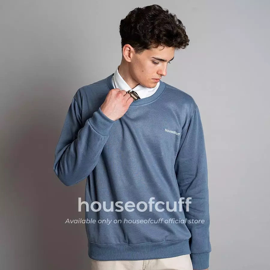 Houseofcuff sweater crewneck basic outer steel blue