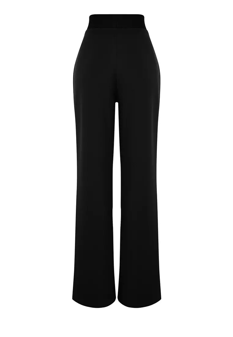 TRENDYOL Damen High Waist Hose – Stretch-Polyester, Gerade Beinform, Perfekt Für Party & Freizeit