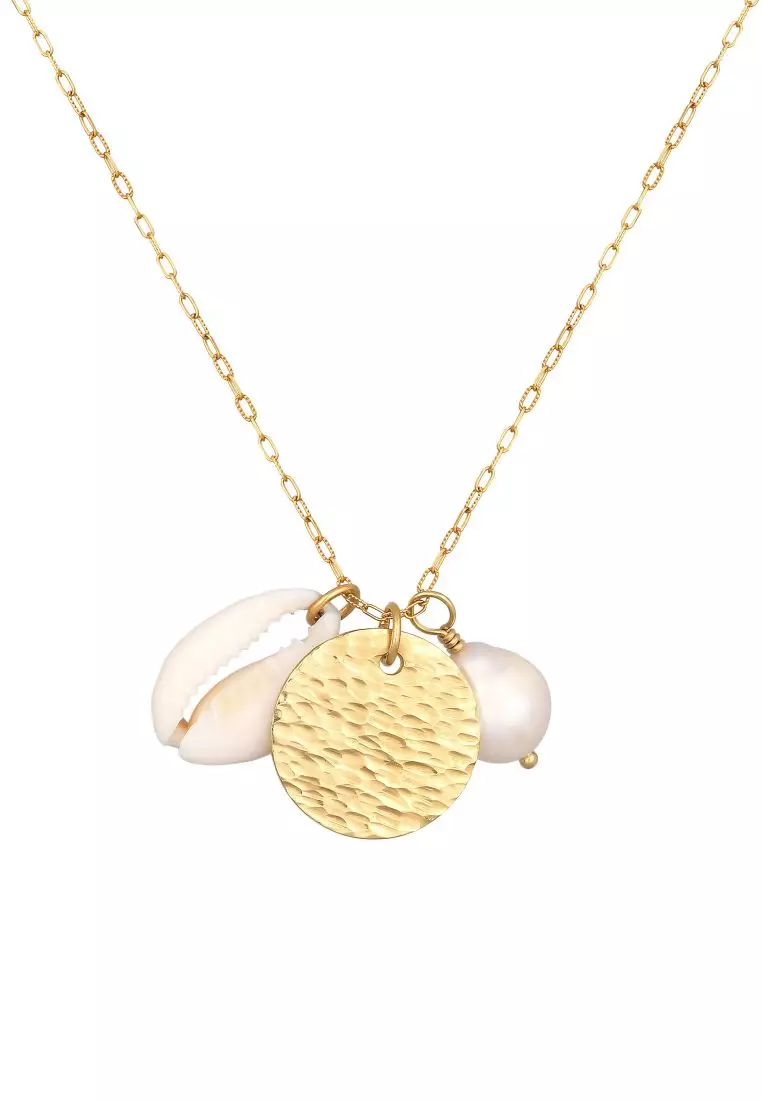 Buy Elli Jewelry Necklace Plate Pendant Textured Freshwater Pearl And