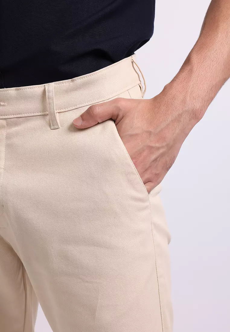 Manzone Celana Panjang Chinos Pria Slim Fit Roku - Beige