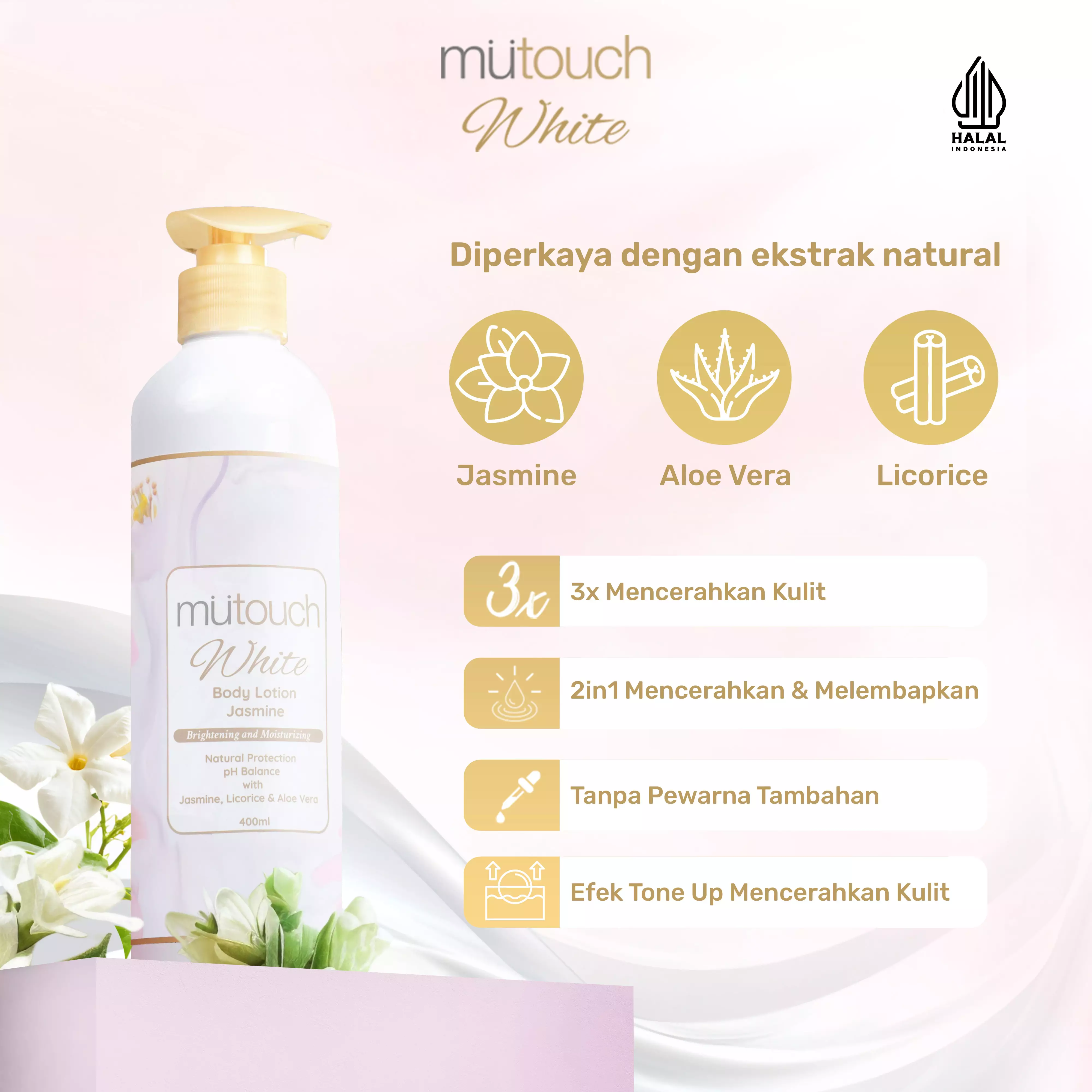 Mutouch White Body Lotion Brightening and Moisturizing 400ml
