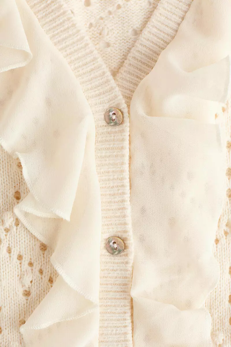 Flounce-trimmed cardigan