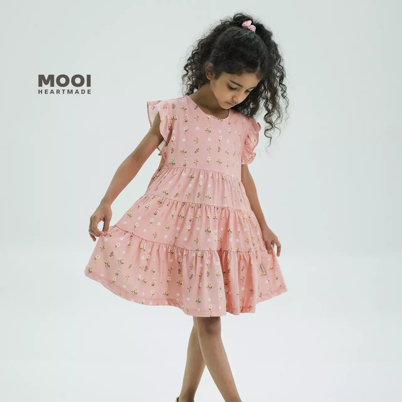 Mooi Dress Anak Perempuan Emily Ruffle Dress - Pink Snow