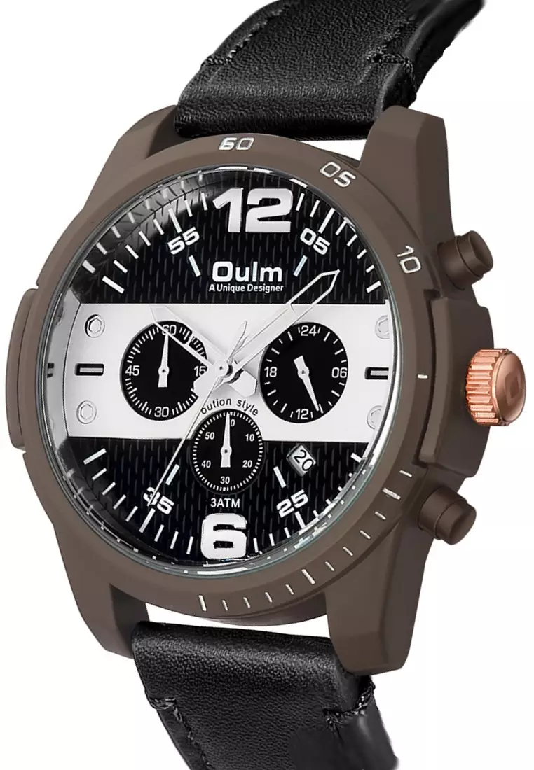 Buy OULM Large Men's Quartz Watch - 45x47mm - IP Bronze Steel case ...