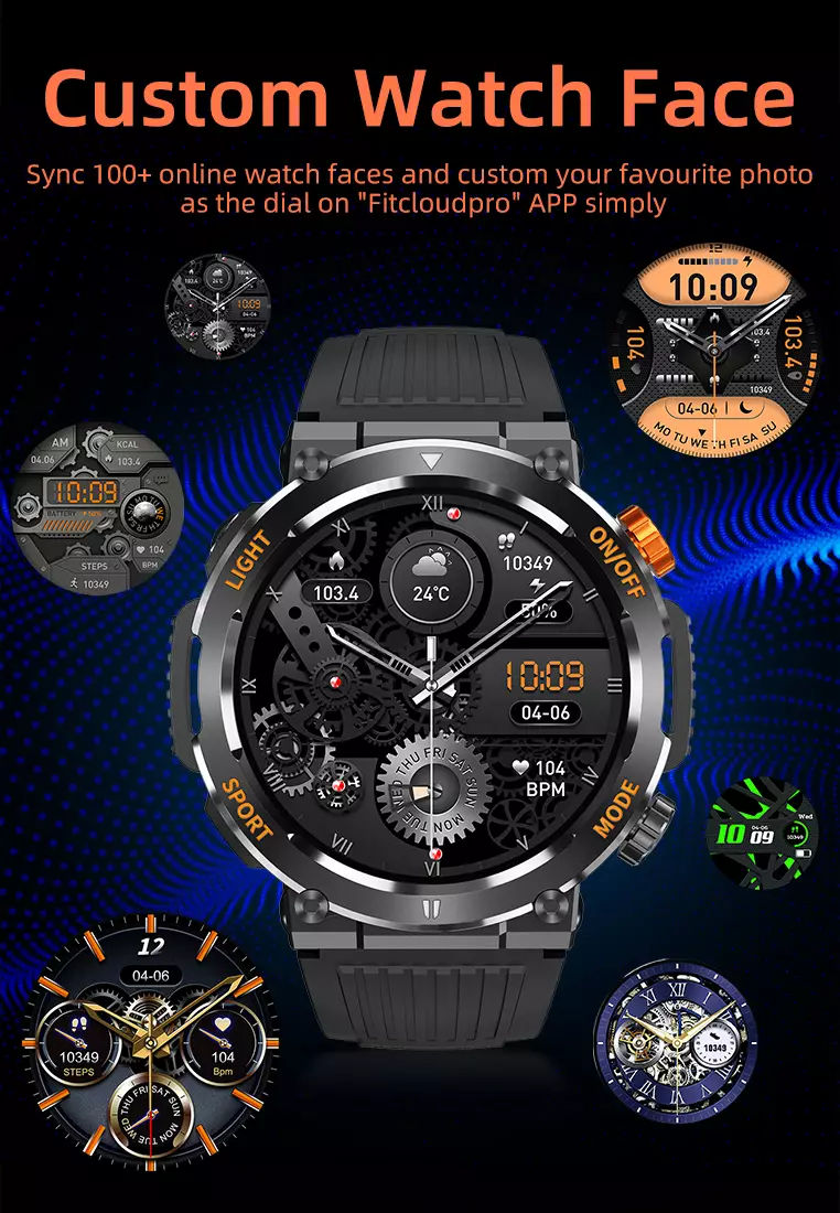 SmartWatch HT17 Anti Air Layar Terang 1.46'' Olahraga Monitor Detak Jantung Music Lampu LED Jam Tangan Pria green dengan tali jam gratis