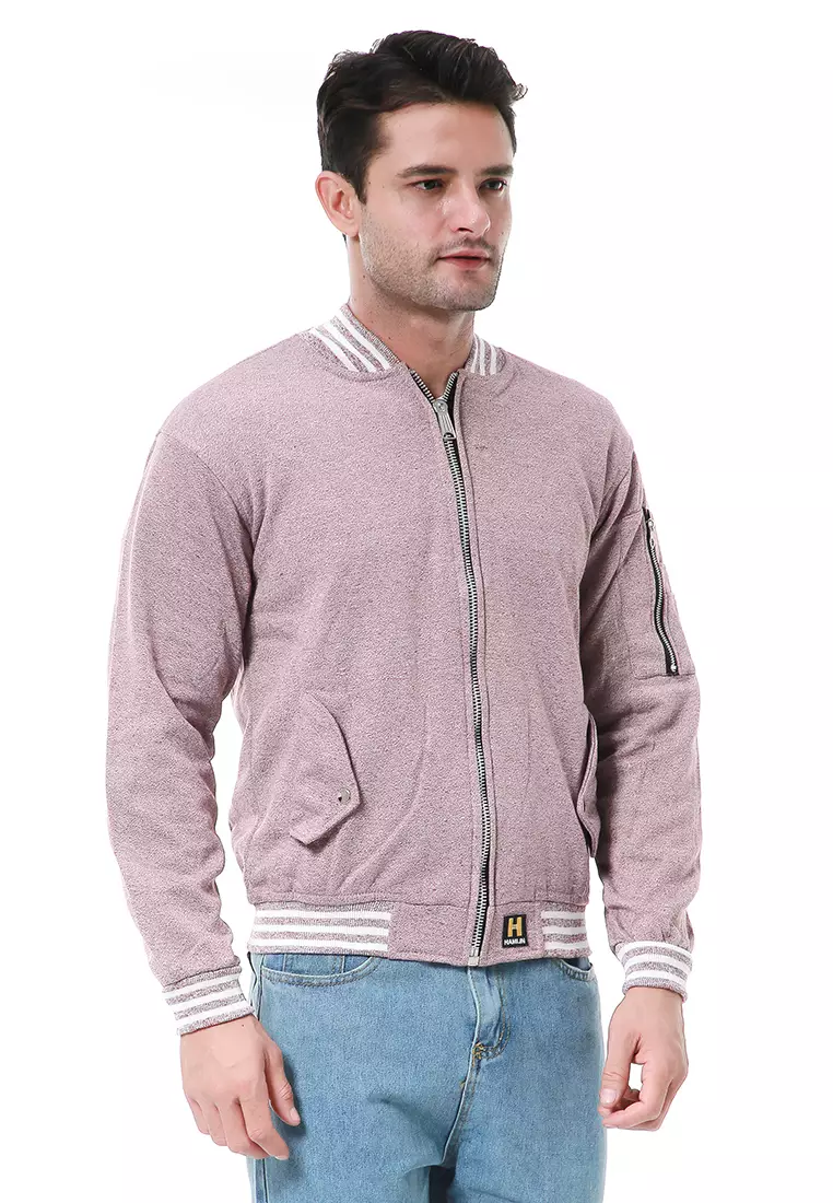 Cyrano Outerwear Pria Jaket Bomber Pria Motif Polos Material Baby Tery ORIGINAL - Red