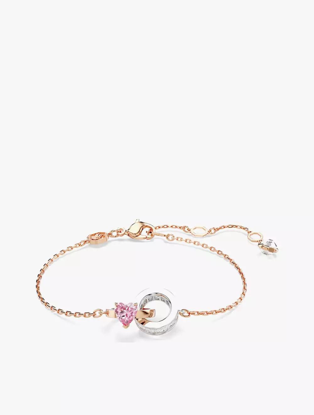 Connexus Bracelet, Mixed Cuts, Heart, Pink, Mixed Metal Finish