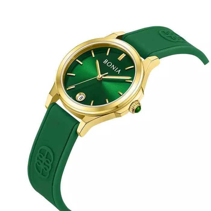 Jam Tangan Wanita Bonia Green Dial Silicone Strap Analog B10868-2292