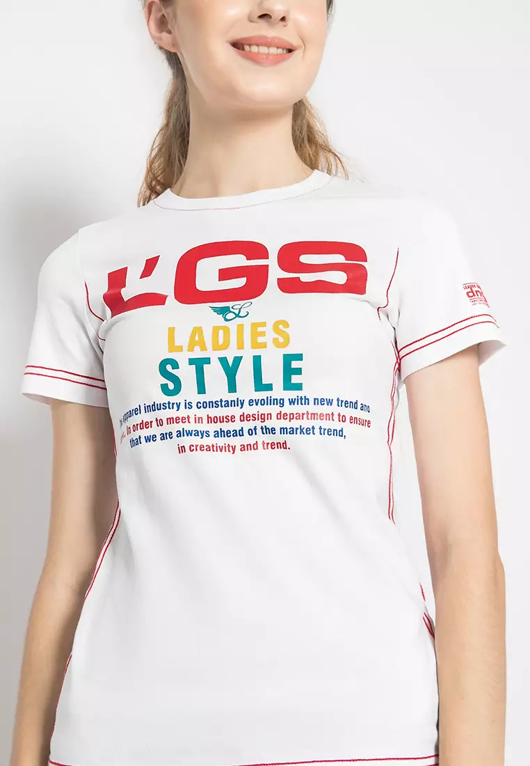 LGS - Kaos Wanita - Lengan Pendek - Warna Putih - LTS.555.O784M.019.C