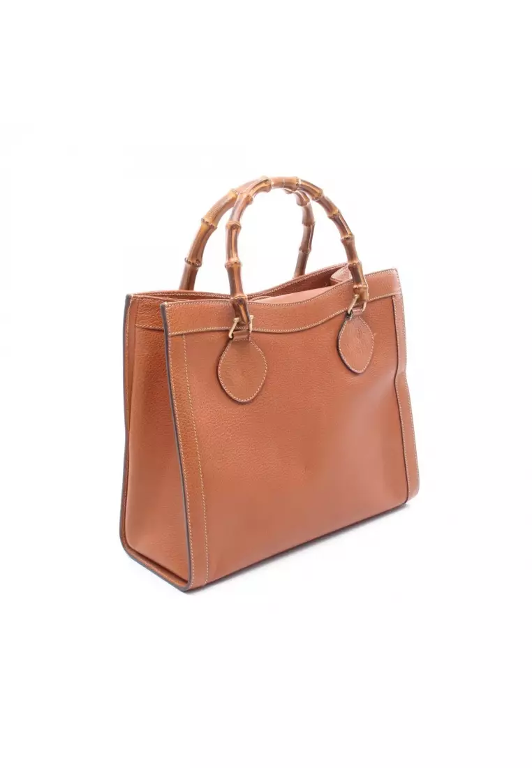 Pre-Loved Gucci Bamboo Handbag leather Brown