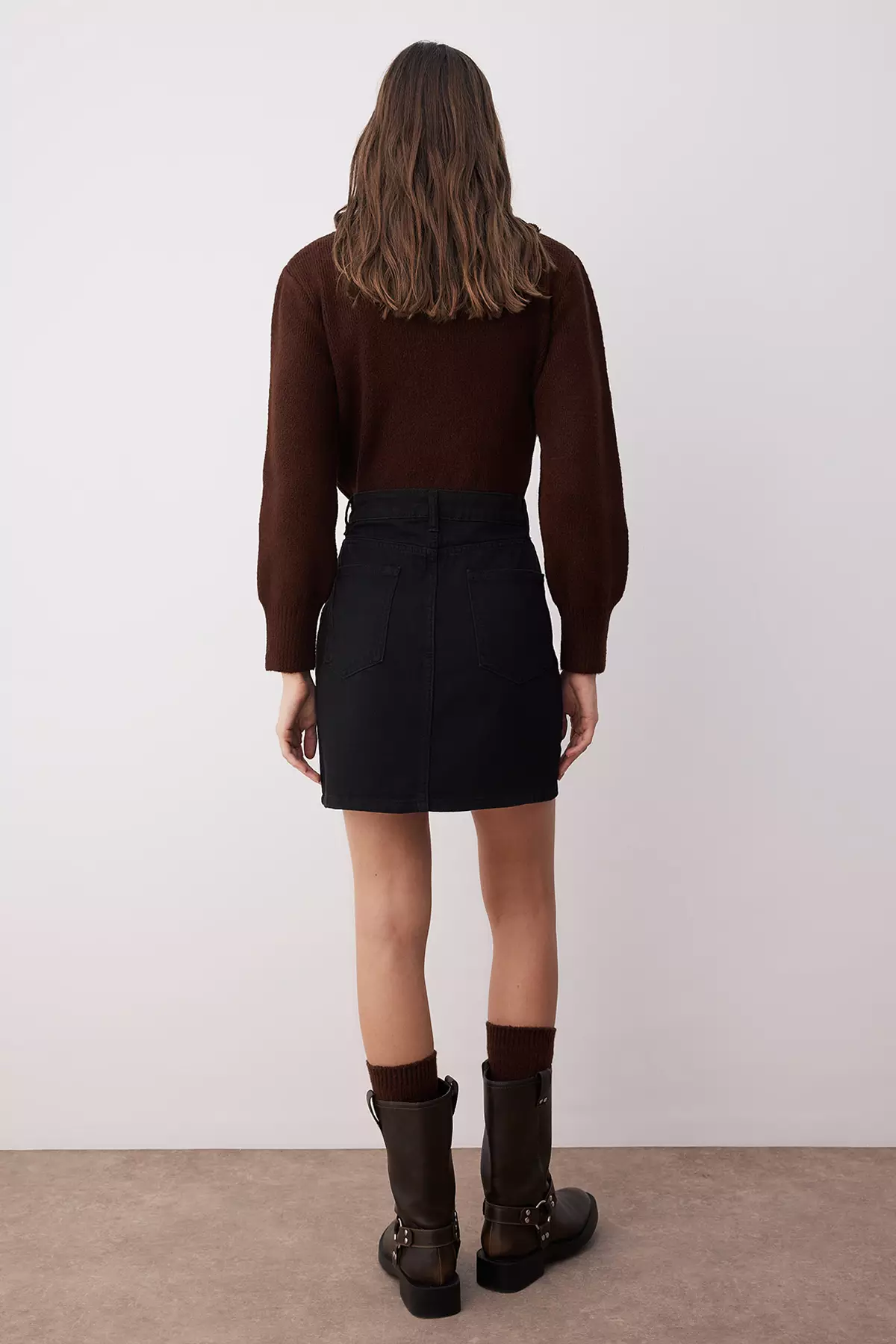 Slit Mini Denim Skirt