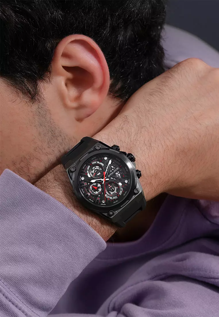 Police Sonic Black Rubber Analog Quartz Watch For Men PPEWGQ0054303