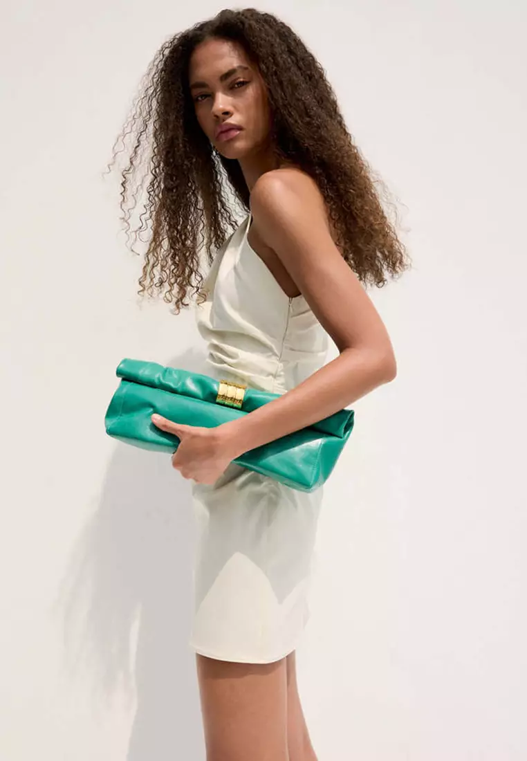 Asymmetric Neckline Dress With Draped Detail