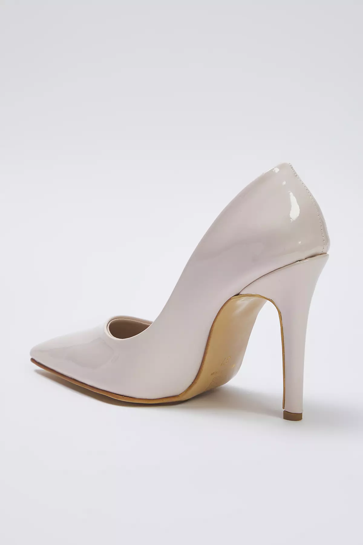Cream Patent Leather Pointed Toe Women's Stiletto Thin Heels Takss25To00025