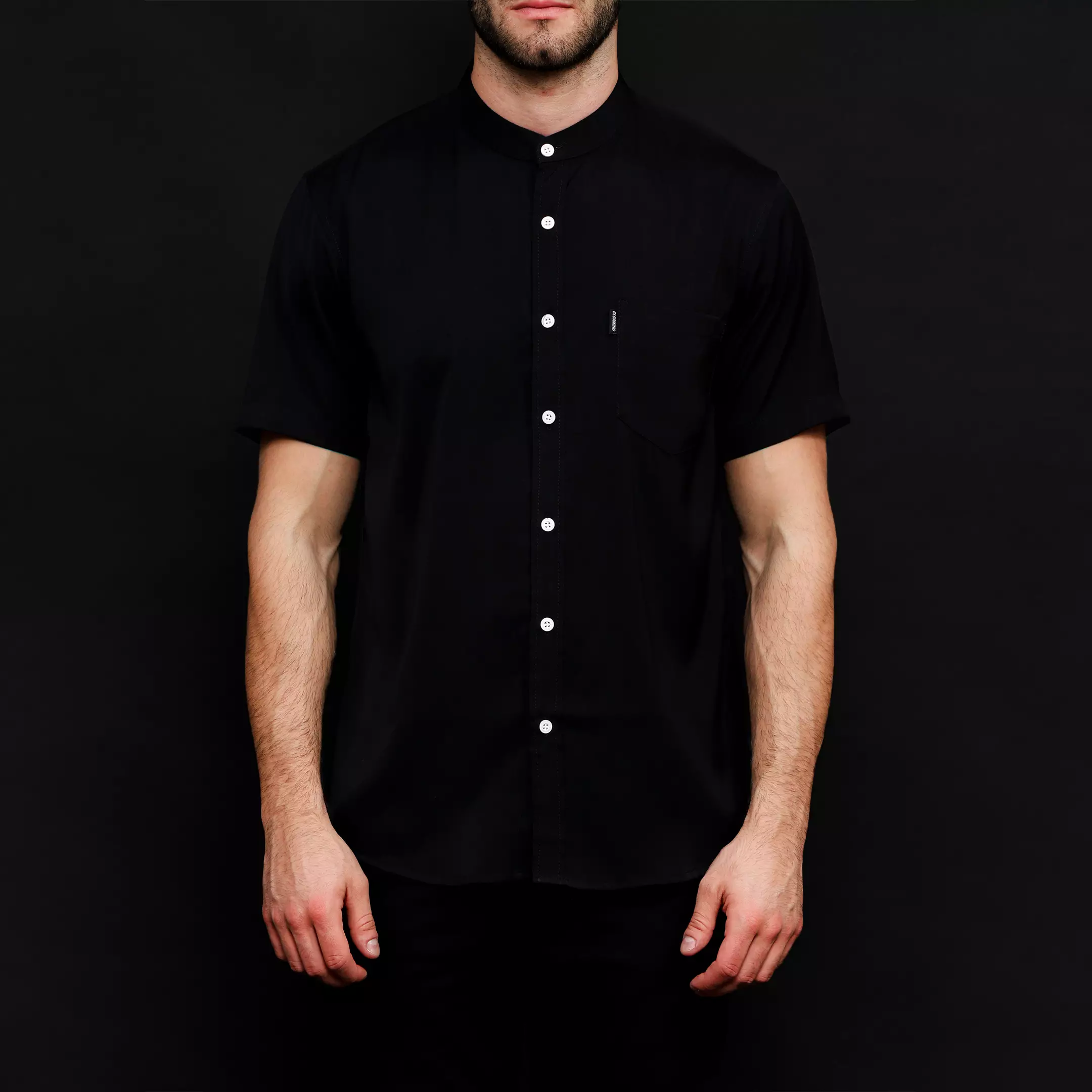 Rayon Shanghai Kemeja Pendek Polos Black