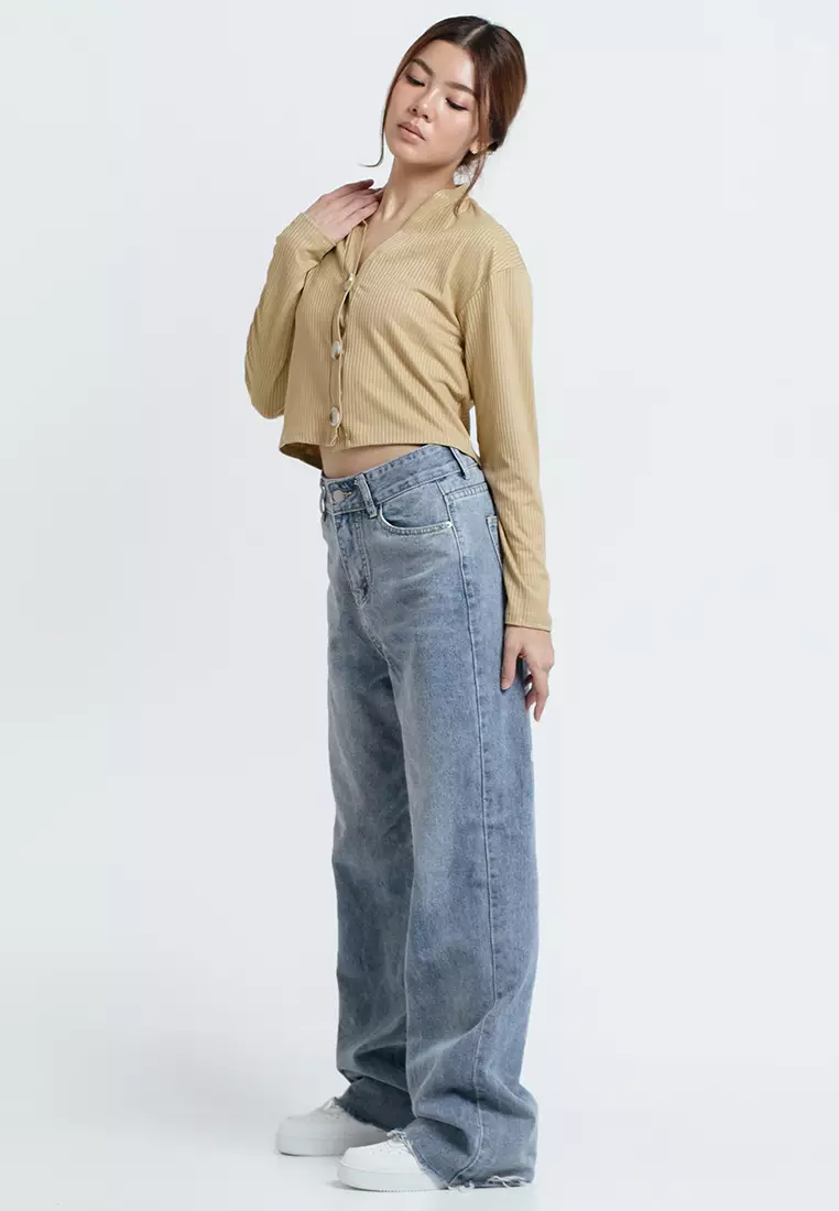 Kino Crop Cardigan in Mustard