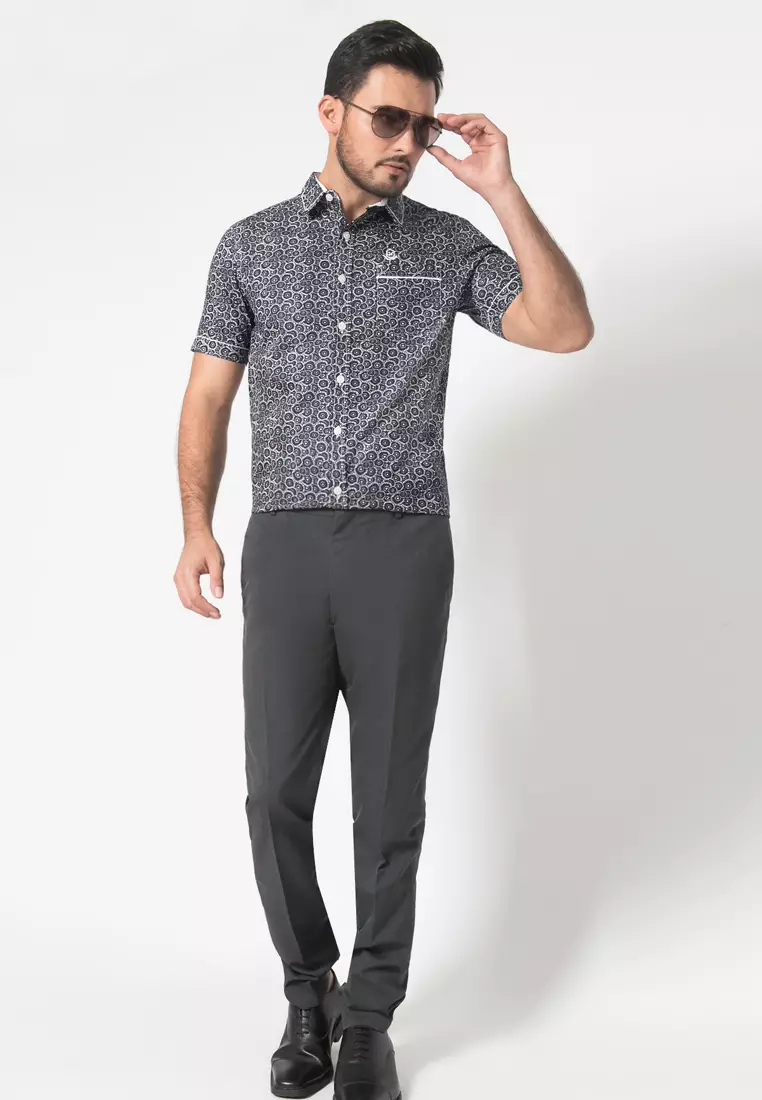 Johnwin - Kemeja Casual - Kemeja Lengan Pendek - Hitam - ASH.670.S880.675.C S/S