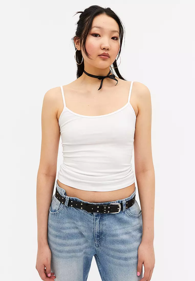 White spaghetti sales tank top