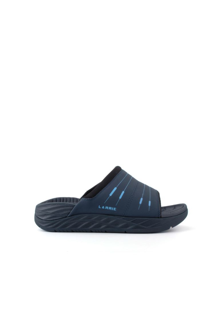 LARRIE Men Navy High Wedge Comfy Slide In Sandals