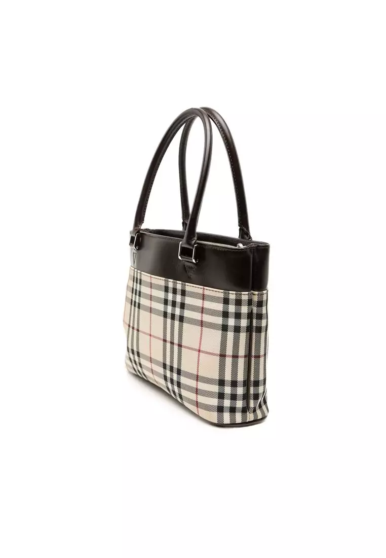 Pre-Loved Burberry House Check Canvas Tote