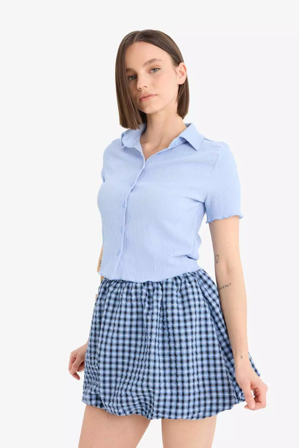 Cool Balloon Fit Checked Mini Skirt F2011Ax25Sm