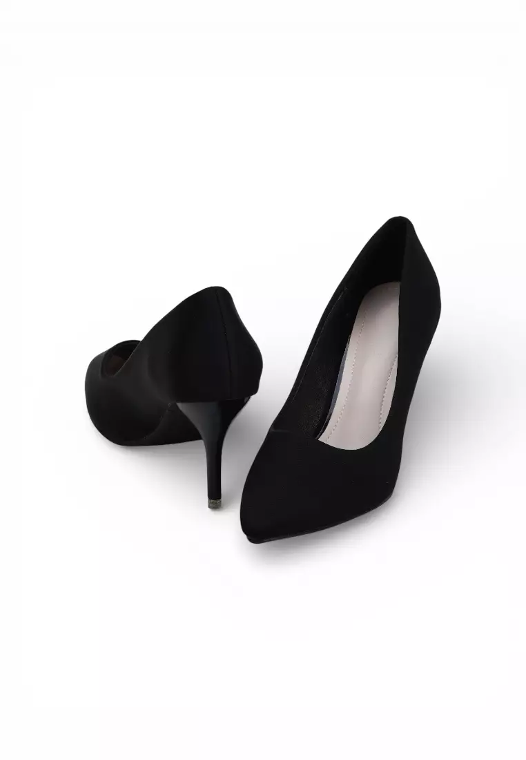 Stiletto Mid Heel Comfy Pumps Office Wear 73750 in Black