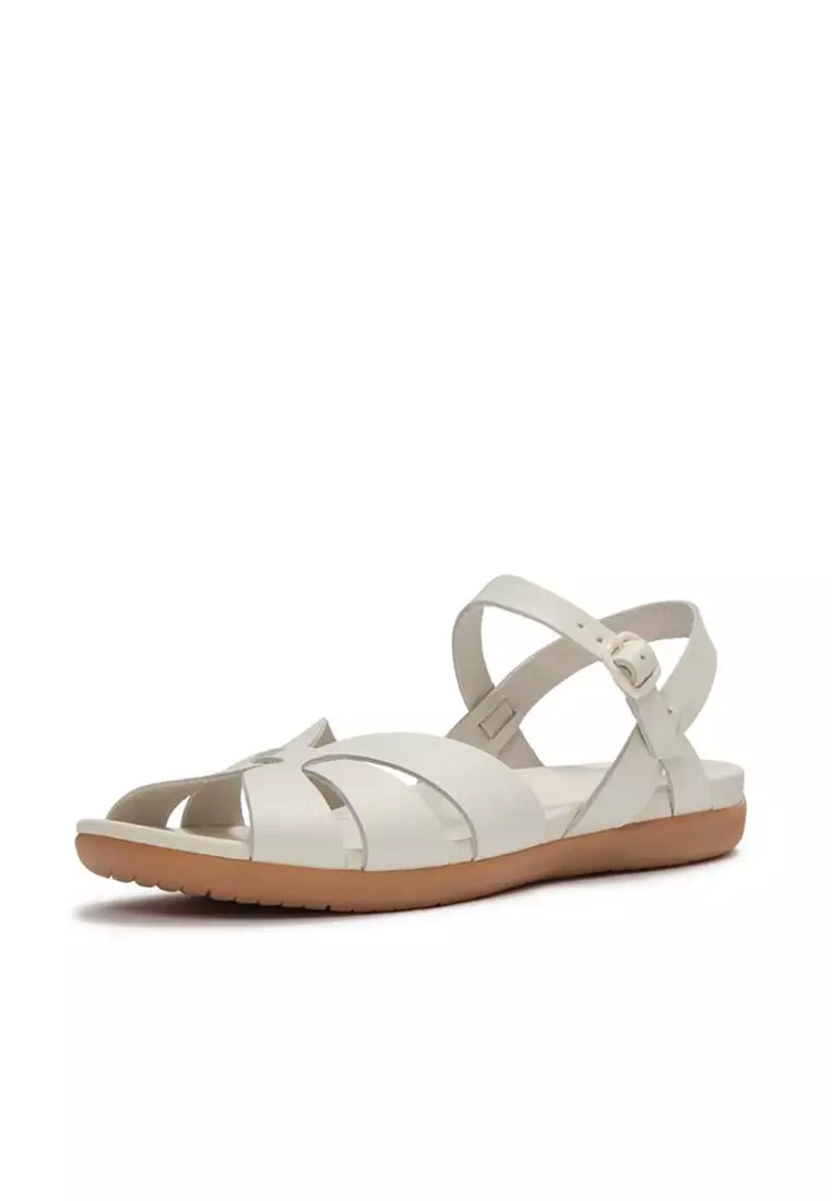 FitFlop SOLAY Waterproof-Leather Woven Back-Strap Sandals - Cream (A5Z-477)
