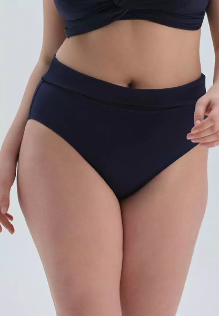 Navy Blue Bikini Bottom Plain Beachwear for Women
