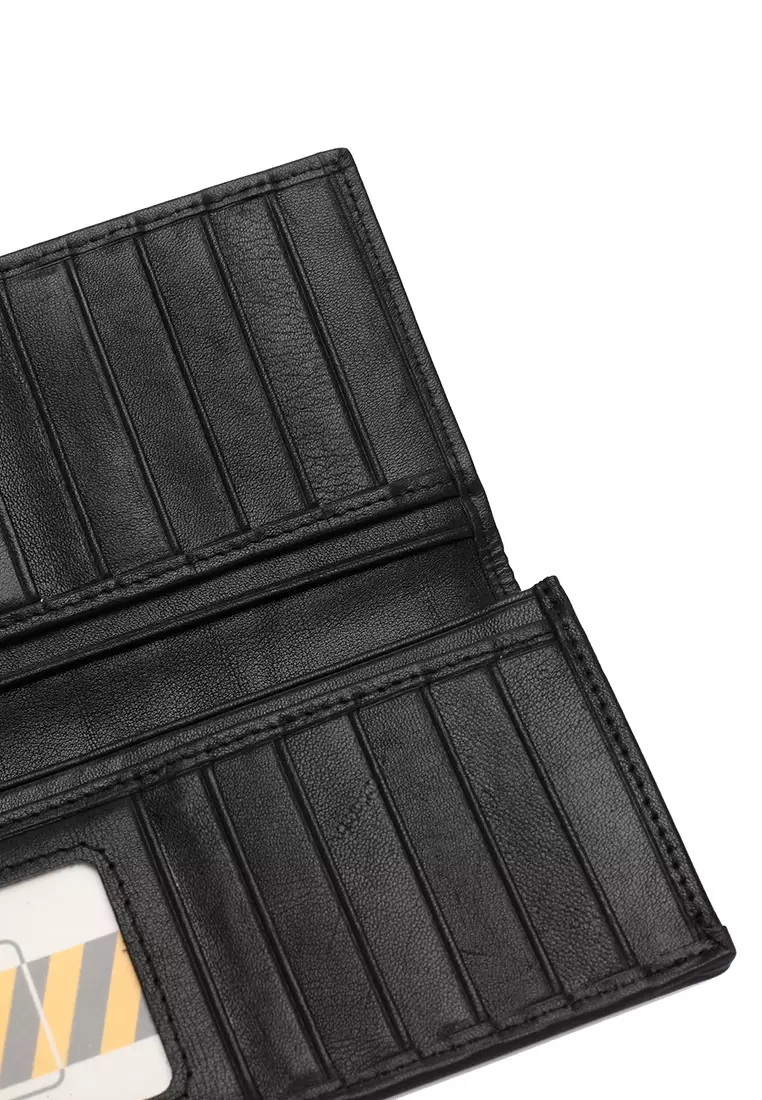 Men's RFID Blocking Bi Fold Long Wallet - Black