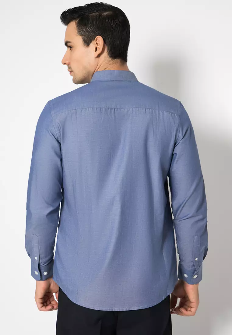 Johnwin - Baju Koko - Biru Motif - Lengan Panjang - Atasan Pria - ASH.680.K456K.167.C-L/S