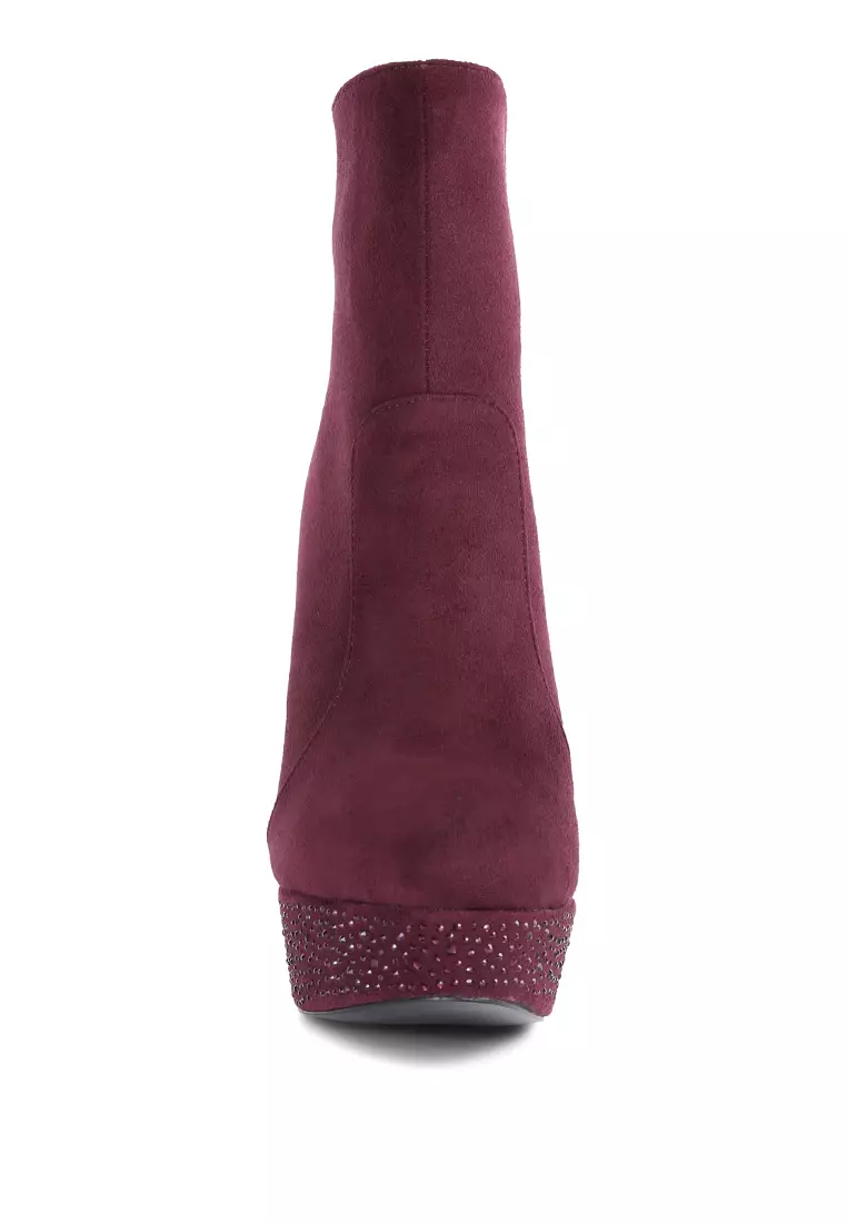 Maroon outlet wedge booties