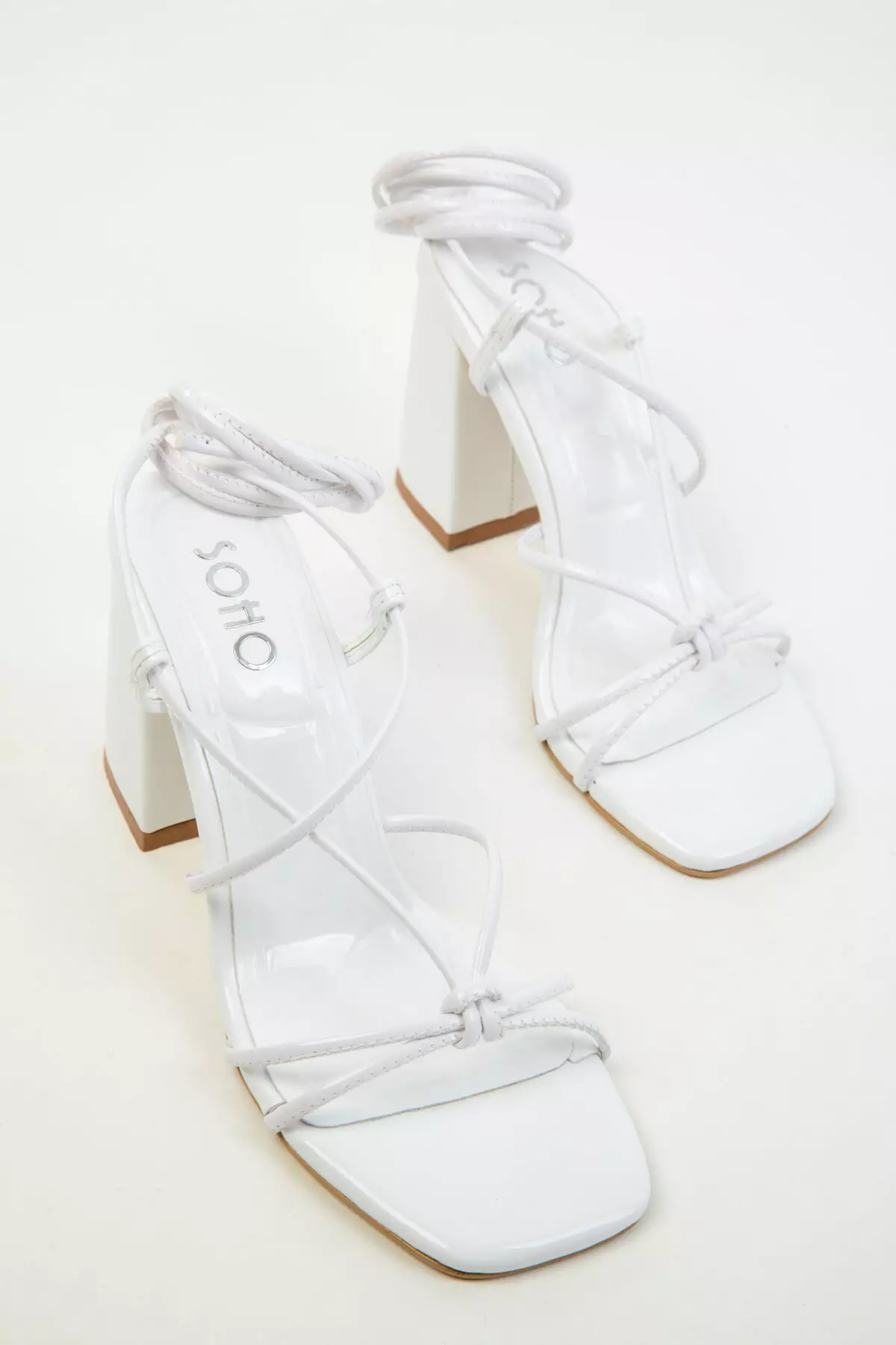White Patent Leather Women'S Classic Heeled Shoes 20324