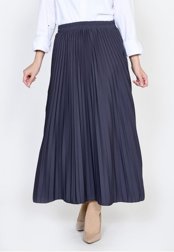 ZAHRA SIGNATURE grey Long Skirt Plisket Ana FAA2AAA0689EB0GS_1
