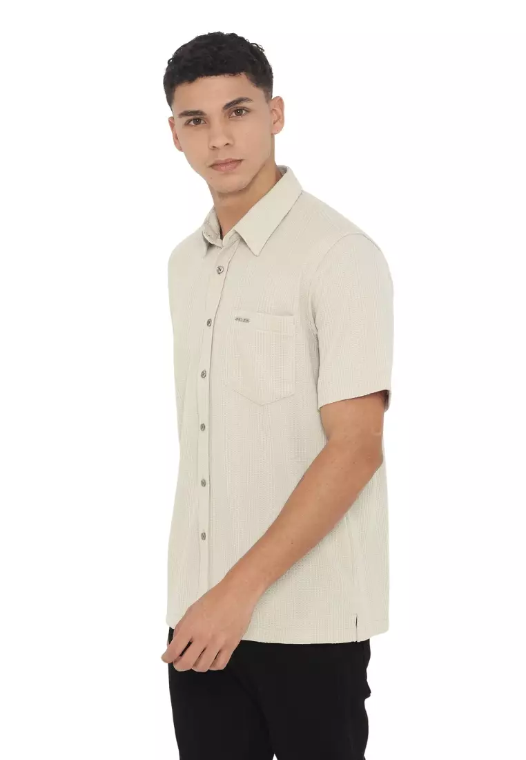 POLICE Kemeja Knit Premium Logo Plat Besi Regular Fit Pria