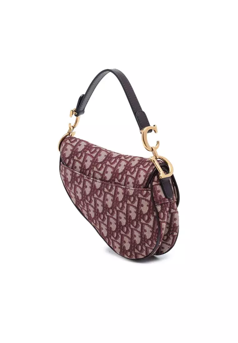Pre-Loved Dior Mini Oblique Canvas Saddle Bag