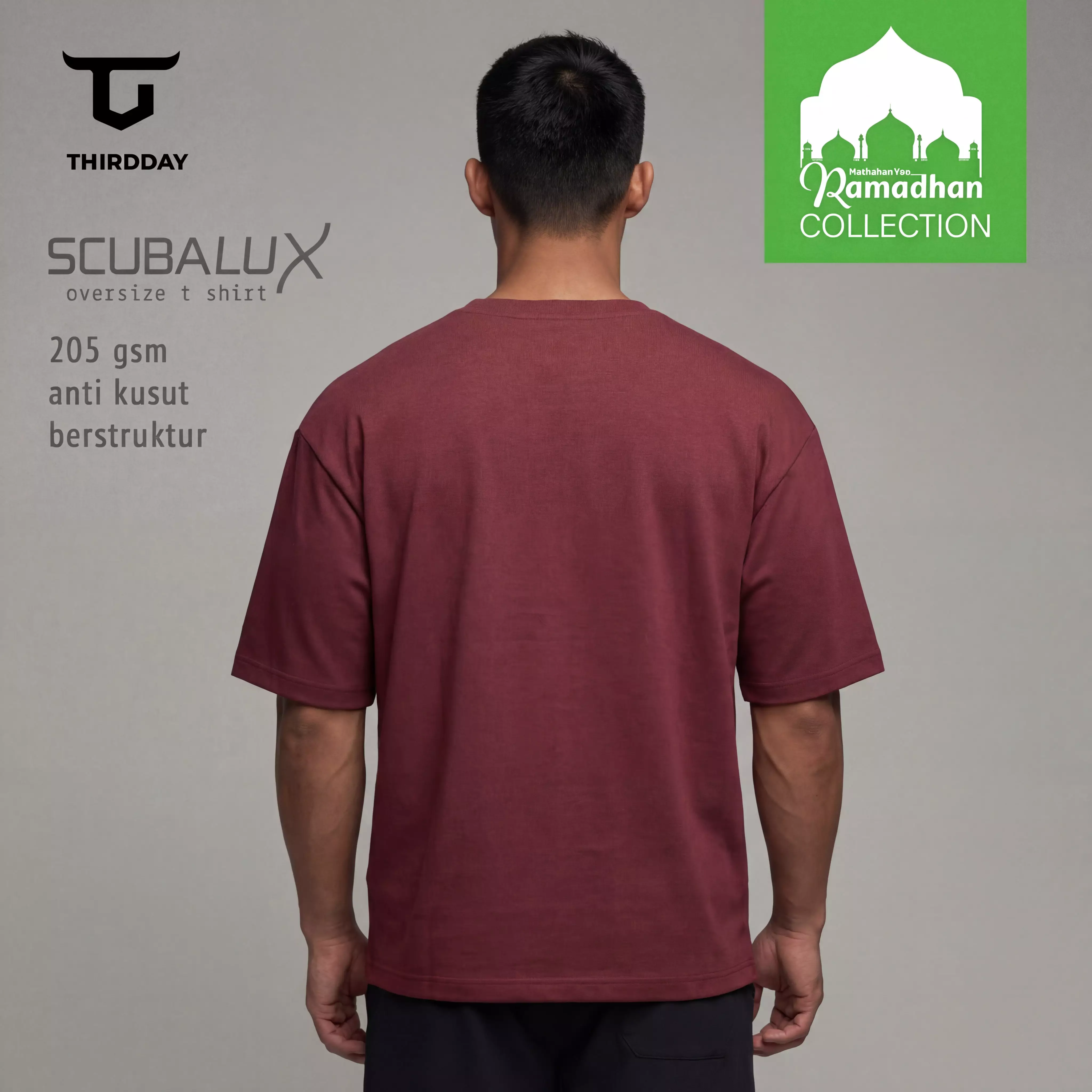 THIRDDAY Kaos Koko Pria Lengan Pendek Oversize Scubalux "turki" maroon MTZ29