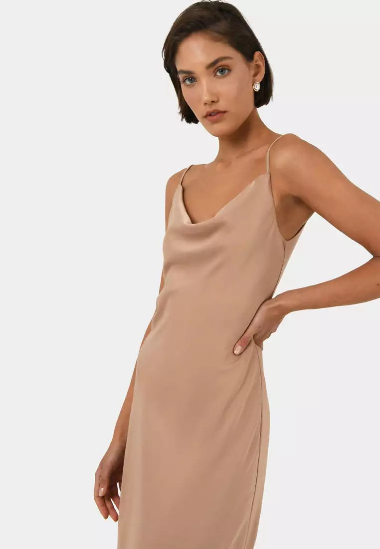 Joy Satin Cowl Neck Dress