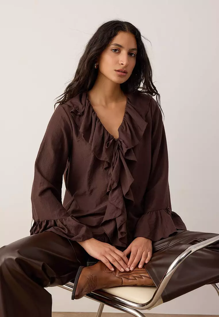 Ruffle Detailed Woven Blouse