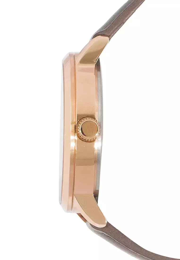 Alexandre Christie Jam Tangan Wanita - Brown Light Pink - Leather Strap - 1028 LDLRGLN