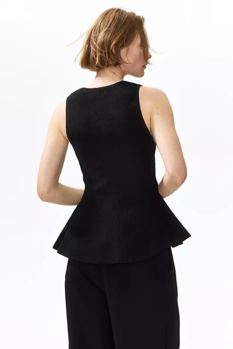 Rib-knit peplum waistcoat