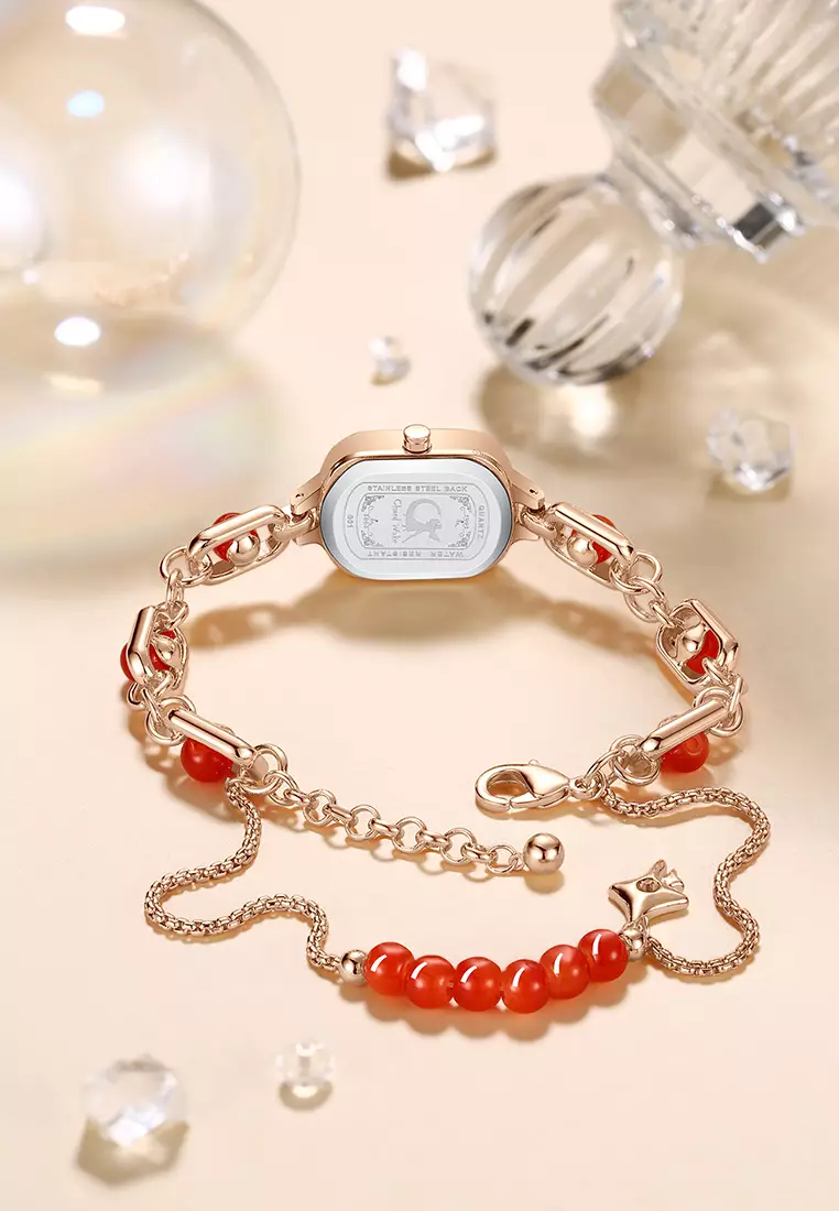 Jam Tangan Wanita Gelang Original Korea Elegan Anti Air Jam Tangan Cewek red