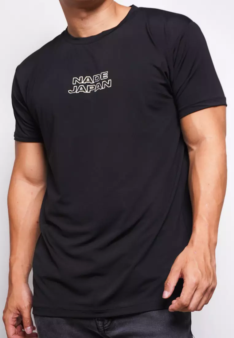 Nade NTB86 Kaos Pria Tangan Pendek Ringan Anti Kusut Nade Japan Outline Hitam